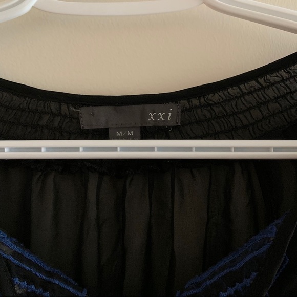 Forever 21 black sheer boho style blouse top - Picture 2 of 2